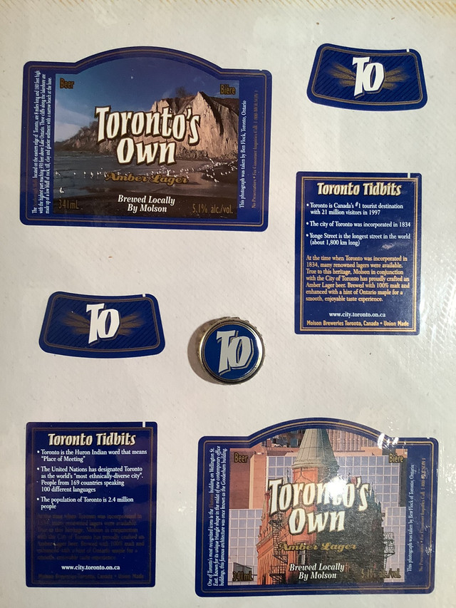 Molson Brewery”  Toronto’s Own “ Beer Label Collection  in Arts & Collectibles in City of Toronto