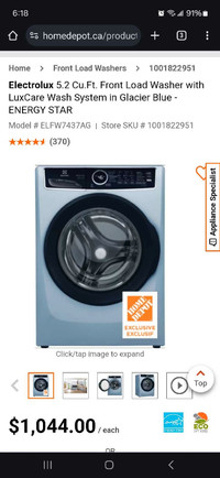 New front load washer Electrolux in Glacier Blue