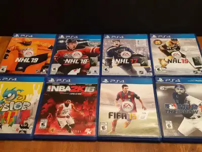 Selling PS4 8 Game Bundle for $90. Bundle list. (1) EA Sports NHL 19 (2) EA Sports NHL 18 (3) EA Spo...