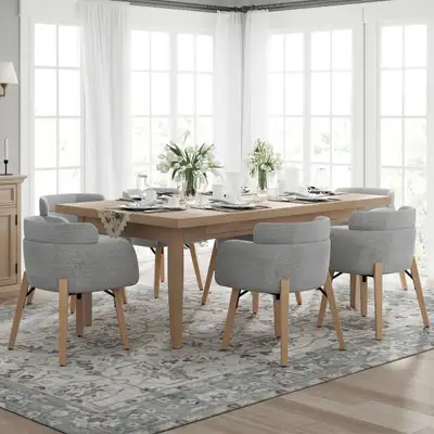 Modern Upholstered Solid Wood Dining Chair With Arms (Set of 2), View more