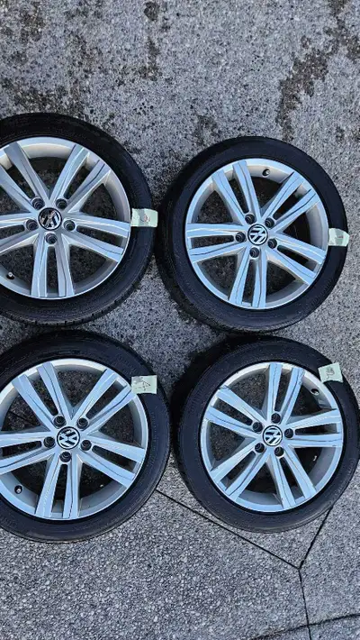 225/45 R17 OEM VW rims in good condition. The tires likely need replacing as they are down to 3mm of...