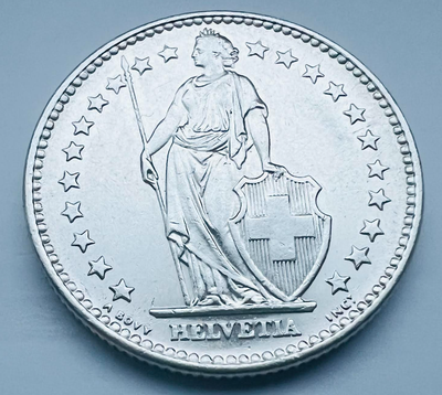 1965 Switzerland 2 Franc silver coin Excellent condition, View more