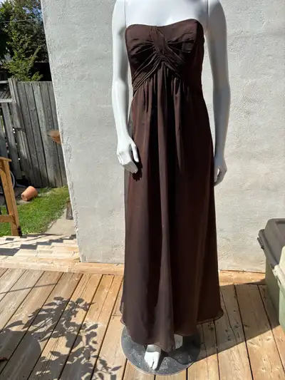 Belsoie Strapless Brown Maxi Dress, View more