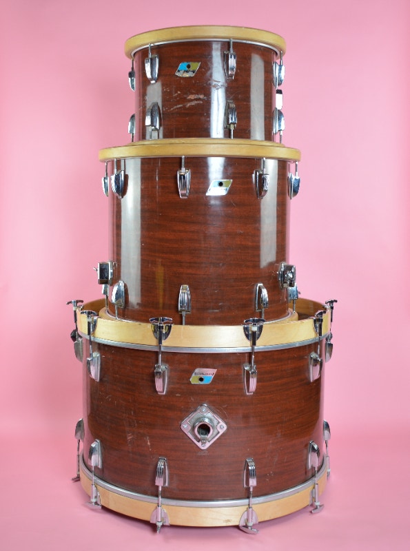 Vintage 70s Ludwig Classic Maple Drum Set 24 18 14 Wood Hoops Drums
