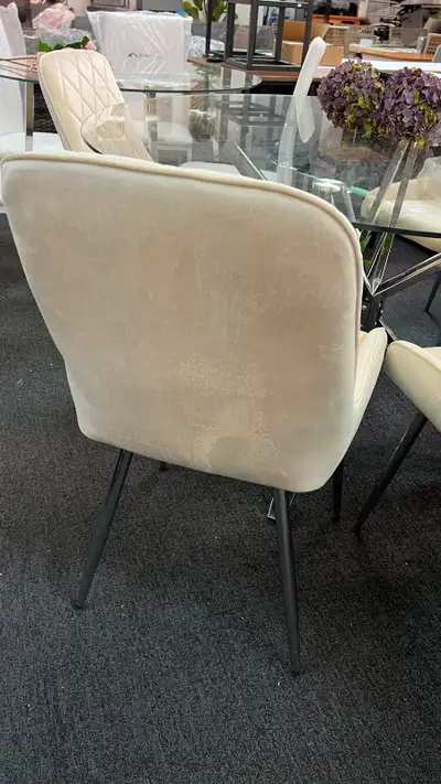 Beautiful dining chair cream white velvet like, View more