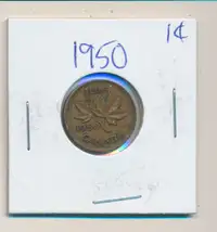 ORIGINAL VINTAGE 1950 CANADIAN 1¢ KING GEORGE PENNY