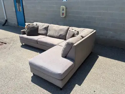 Grey Large Sectional Sofa with Chaise and Pillows - Free Deliver, View more
