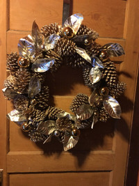 Gorgeous 21 inch Golden Christmas Pine Cone Wreath
