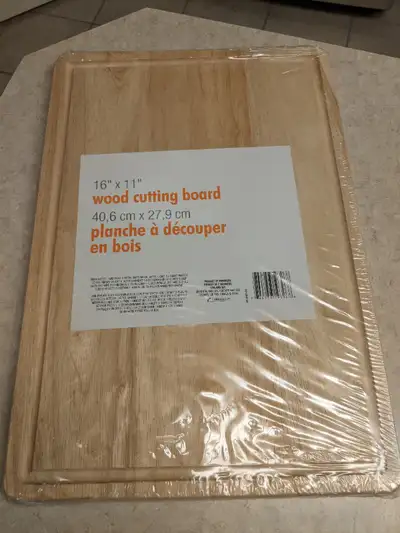 Brand New 16" x 11" Wooden Cutting Board in sealed package, View more