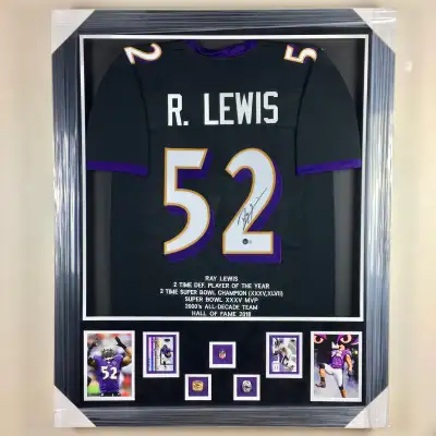 Baltimore Ravens Ray Lewis Signed Jersey Framed Beckett, View more