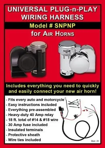 Includes everything you need to quickly and easily connect your Air Horn! * Easy as 1-2-3 instructio...