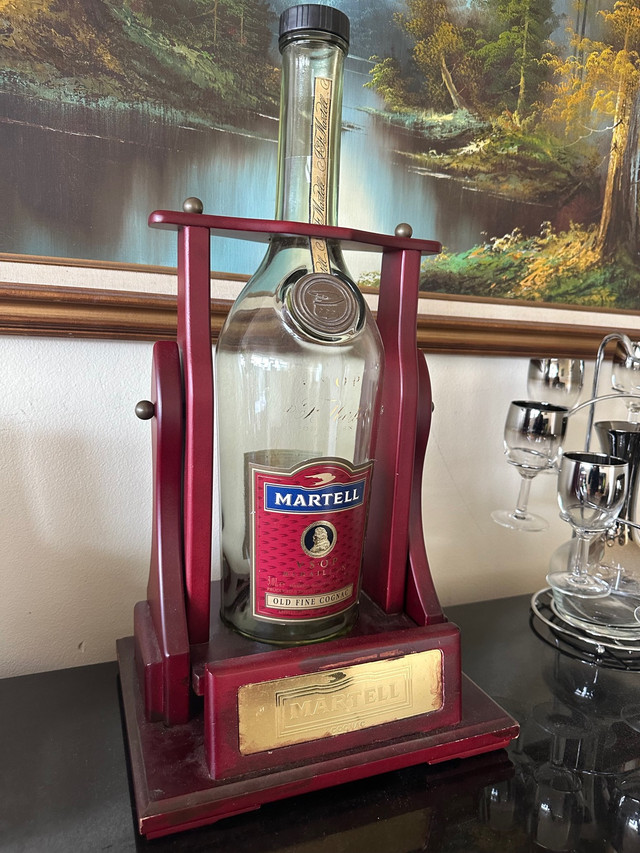 Vintage Martell 3 L bottle with wooden stand in Arts & Collectibles in St. Catharines - Image 3