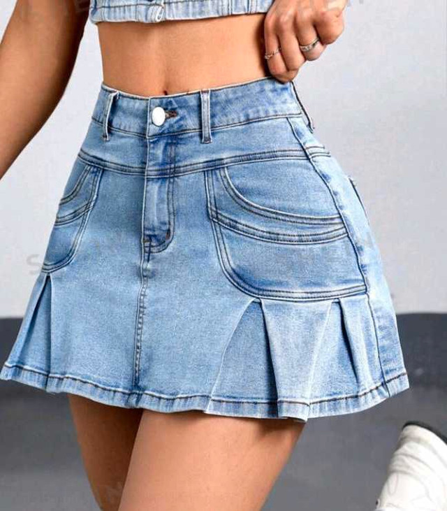 Women pleated denim skirt  in Women's - Dresses & Skirts in Edmonton