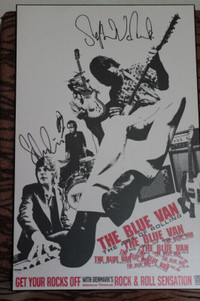 THE BLUE VAN BAND _ Autographed Wood Poster _  VIEW OTHER ADS_