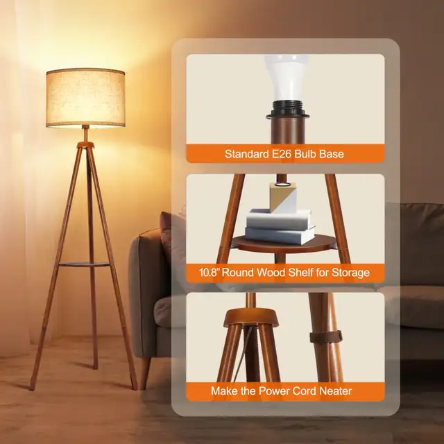 OUTON Tripod Floor Lamp with Shelves in Indoor Lighting & Fans in Markham / York Region - Image 5