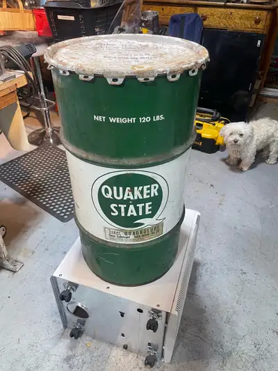 vintage quaker state large drum 120 lb, View more