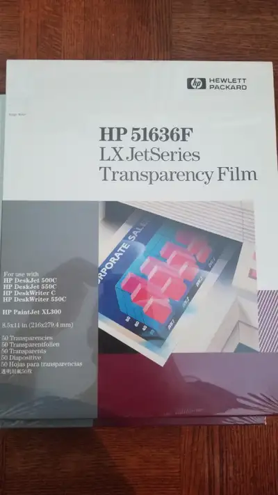 Transparency film transparent HP pour overhead projecteur (8,5'' x 11''). Impression sur copieur, im...