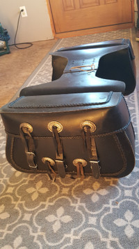 Saddle bags..  Heavy leather constuction .. black