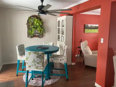 high dining table and barstools, View more