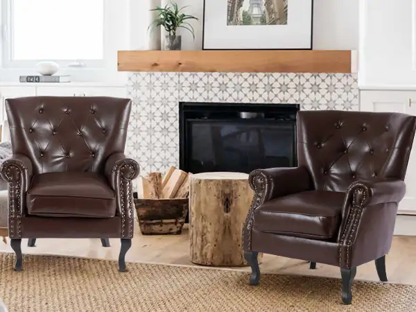 Mid-Century Modern Accent Chair, PU Leather Living Room in Chairs & Recliners in Markham / York Region - Image 11