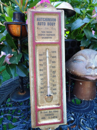 advertising thermometer 1940 HUTCHINSON AUTO BODY TORONTO rare