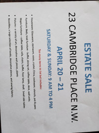 Estate sale - April 20-21st 9 am to 4 pm