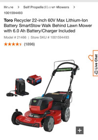 New in box toro 22 inch 60V battery lawn mower