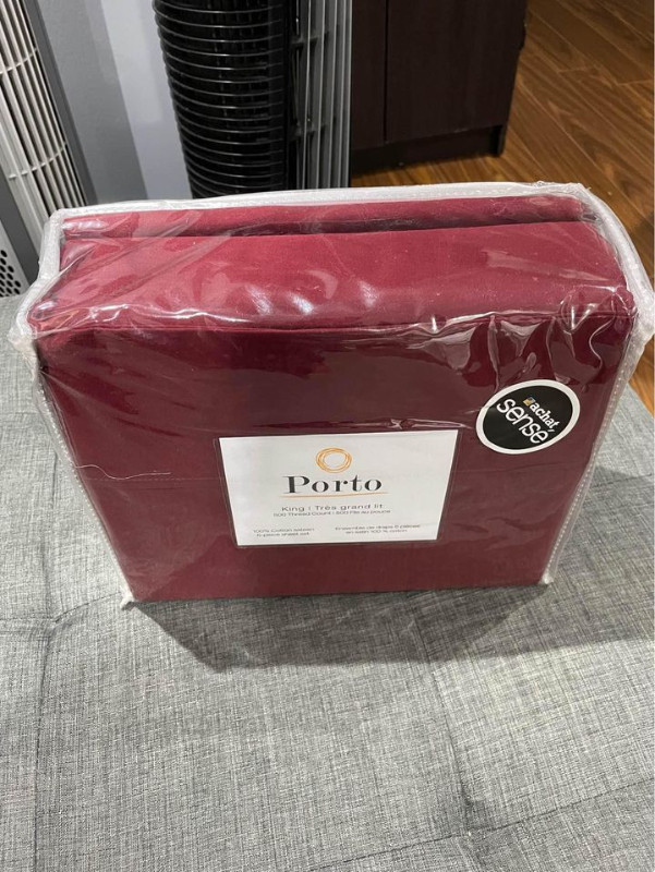 New Porto King Size 100% Cotton Sateen 6 pcs Sheet Set-500 TC in Bedding in Mississauga / Peel Region - Image 2