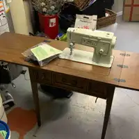 Singer Sewing Machine with Table and Chair