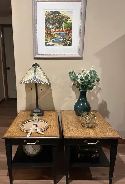 Vintage Wood End Tables - Refurbished , View more