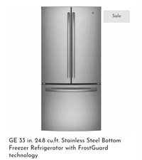 Brand New GE 33 Inch Stainless Steel Refrigerator for Sale