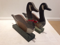 A Pair of Life Size Wooden Ducks w/ Stand