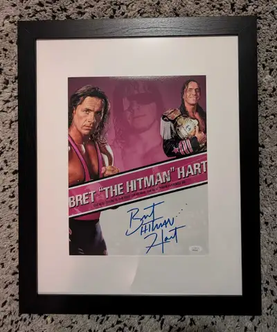 Bret Hitman Hart Signed Autographed Framed WWE 11x14 Photo JSA , View more
