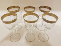 Vintage Gold Etched Rimmed Sherry and Liqueur Glasses