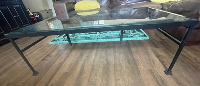 Vintage French Iron Architectural Fragment Glass Coffee Table. in Coffee Tables in Mississauga / Peel Region - Image 4