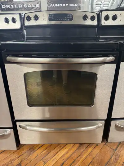  GE stainless steel glass top stove, View more