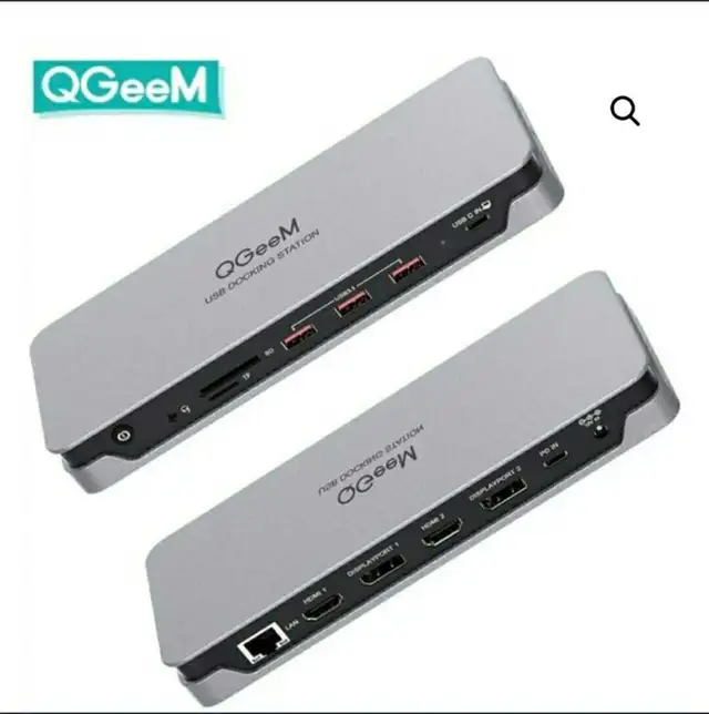 NEW QGeeM Black D6908-LX4 Docking Station 4K Display USB-C in Laptop Accessories in City of Toronto - Image 2