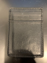 Fossil Leather Wallet with Magnetic Money Clip