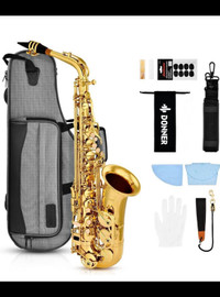 Donner Alto Saxophone DAX-21, Gold Lacquer E Flat Sax with Full 