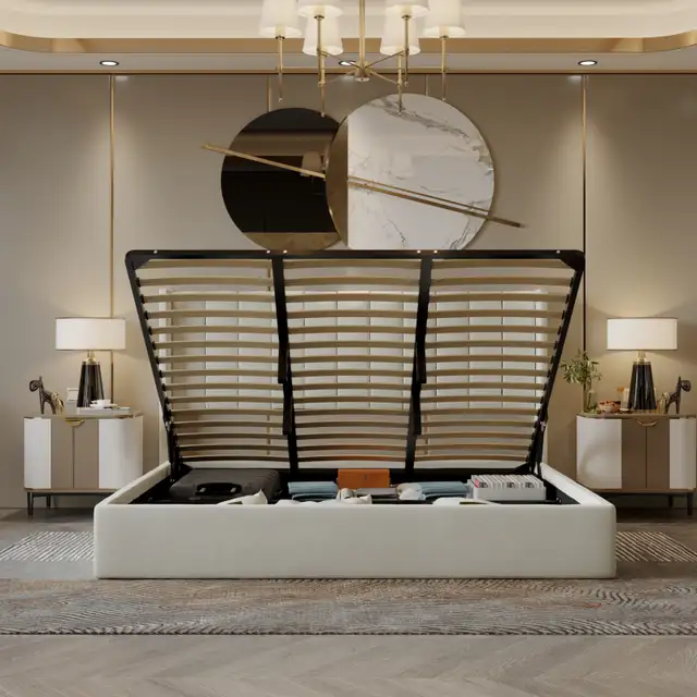 storage solid wood slats bed frame on heavy discount in Beds & Mattresses in City of Toronto - Image 6