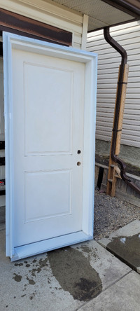 36x80in Two  Panel Fiberglass Prehung Exterior LH inswing Door .