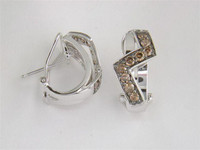 Lady's Diamond Champagne Earrings in 14K White Gold !