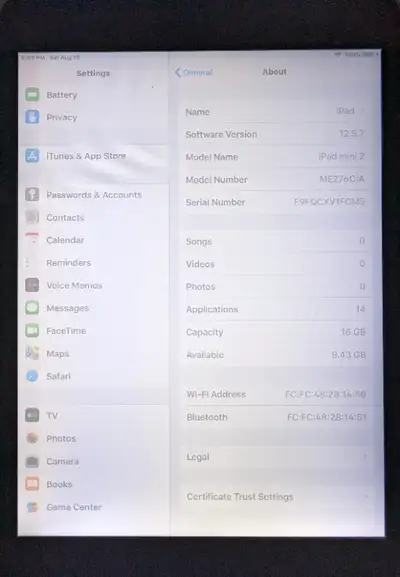 iPad 2 Mini ME276C/A (16GB) white lines on screen, View more