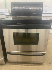  GE stainless steel black glass top oven