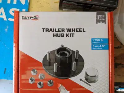 New in the box. Trailer hub kit: for tapered spindle. Inner bearing ID 1 3/8. Outer ID 1 1/16. Diame...