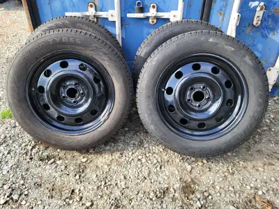 Set of 4 - 17" Black Steel Rims for Ford Escape / Bolt pattern: 5x108 / Center Bore: 63.4 with Winte...