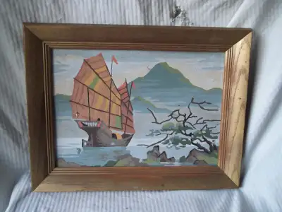 2 Framed Paintings - Chinese Junk Scene, View more