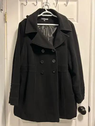 Women’s Double Breasted Plus Size Wool Coat. Attached Hood Brand: Additionelle Size: 2X Dry Clean On...