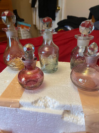 5 decorative perfume glass bottles 