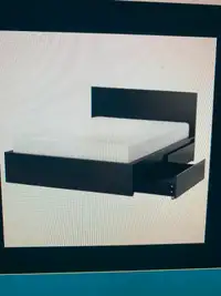 BED FRAME, IKEA, FULL SIZE WITH 2 DRAWERS AND MATTRESS